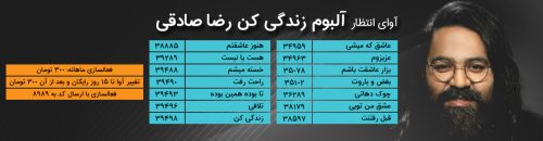 کد پیشواز همراه اول آلبوم زندگی کن رضا صادقی